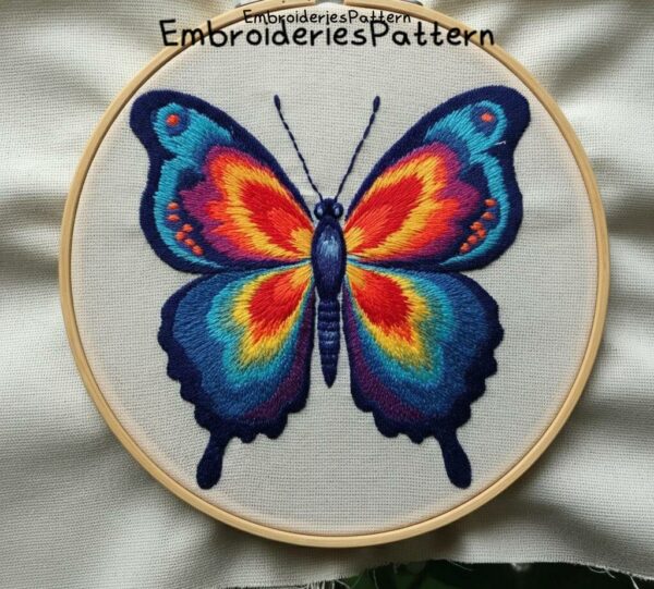 colorful butterfly hand embroidery pattern, colorful butterfly pattern, hand embroidery, hand embroidery pdf
