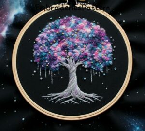 cosmic tree embroidery hand embroidery pattern, cosmic tree pattern, hand embroidery, hand embroidery pdf