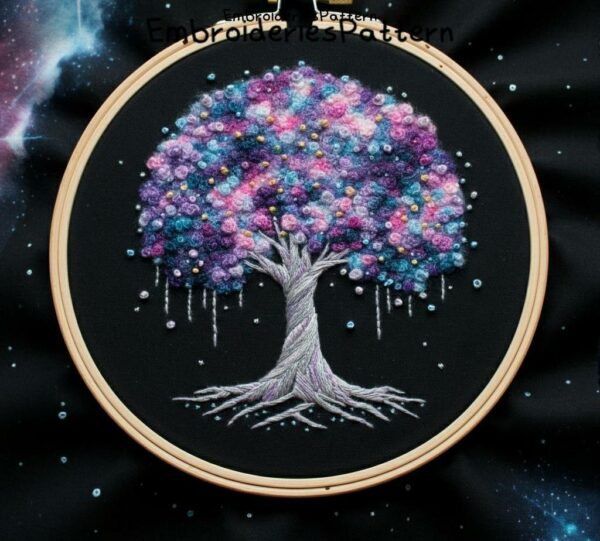 cosmic tree embroidery hand embroidery pattern, cosmic tree pattern, hand embroidery, hand embroidery pdf