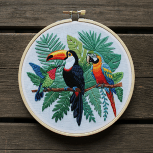 tropical birds embroidery hand embroidery pattern, tropical birds pattern, hand embroidery, hand embroidery pdf