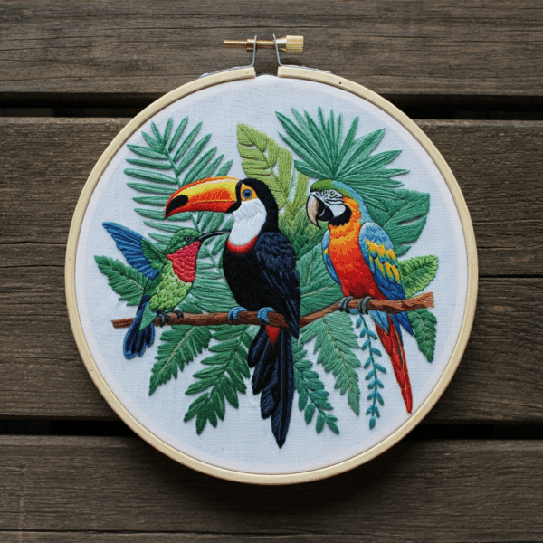 tropical birds embroidery hand embroidery pattern, tropical birds pattern, hand embroidery, hand embroidery pdf