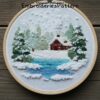 cozy winter cabin embroidery hand embroidery pattern, cozy winter cabin pattern, hand embroidery, hand embroidery pdf