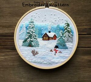 cozy winter wonderland hand embroidery pattern, cozy winter wonderland pattern, hand embroidery, hand embroidery pdf