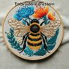 bee and floral hand embroidery pattern, bee and floral pattern, hand embroidery, hand embroidery pdf