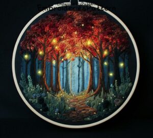 enchanted forest embroidery hand embroidery pattern, enchanted forest pattern, hand embroidery, hand embroidery pdf