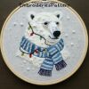 festive polar bear hand embroidery pattern, festive polar bear pattern, hand embroidery, hand embroidery pdf