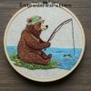 fishing bear embroidery hand embroidery pattern, fishing bear pattern, hand embroidery, hand embroidery pdf