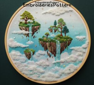 floating island embroidery hand embroidery pattern, floating island pattern, hand embroidery, hand embroidery pdf