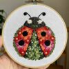 floral ladybug embroidery hand embroidery pattern, floral ladybug pattern, hand embroidery, hand embroidery pdf