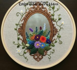 floral mirror hand embroidery pattern, floral mirror pattern, hand embroidery, hand embroidery pdf