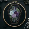 gothic floral coffin hand embroidery pattern, gothic floral coffin pattern, hand embroidery, hand embroidery pdf