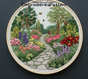 blooming garden hand embroidery pattern, blooming garden pattern, hand embroidery, hand embroidery pdf