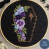 gothic floral coffin embroidery hand embroidery pattern, gothic floral coffin pattern, hand embroidery, hand embroidery pdf