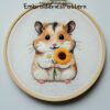 hamster with flowers hand embroidery pattern, hamster with flowers pattern, hand embroidery, hand embroidery pdf