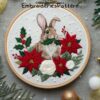 holly bunny embroidery hand embroidery pattern, holly bunny pattern, hand embroidery, hand embroidery pdf