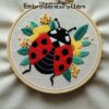 ladybug and floral embroidery hand embroidery pattern, ladybug and floral pattern, hand embroidery, hand embroidery pdf