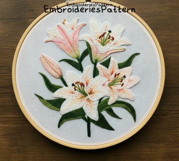 lily embroidery art hand embroidery pattern, lily art pattern, hand embroidery, hand embroidery pdf
