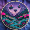 whimsical mountain landscape hand embroidery pattern, whimsical mountain landscape pattern, hand embroidery, hand embroidery pdf