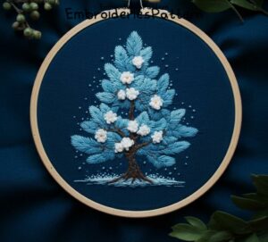 blossoming blue tree embroidery hand embroidery pattern, blossoming blue tree pattern, hand embroidery, hand embroidery pdf