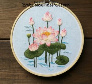 lotus embroidery art hand embroidery pattern, lotus art pattern, hand embroidery, hand embroidery pdf
