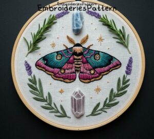 mystical moth hand embroidery pattern, mystical moth pattern, hand embroidery, hand embroidery pdf