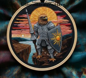 noble eagle knight embroidery hand embroidery pattern, noble eagle knight pattern, hand embroidery, hand embroidery pdf