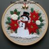 poinsettia snowman embroidery hand embroidery pattern, poinsettia snowman pattern, hand embroidery, hand embroidery pdf