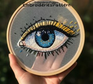 blue eye hand embroidery pattern, blue eye pattern, hand embroidery, hand embroidery pdf
