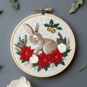 winter bunny embroidery hand embroidery pattern, winter bunny pattern, hand embroidery, hand embroidery pdf