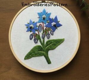 blue flowers embroidery hand embroidery pattern, blue flowers pattern, hand embroidery, hand embroidery pdf
