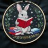 bookish bunny embroidery hand embroidery pattern, bookish bunny pattern, hand embroidery, hand embroidery pdf