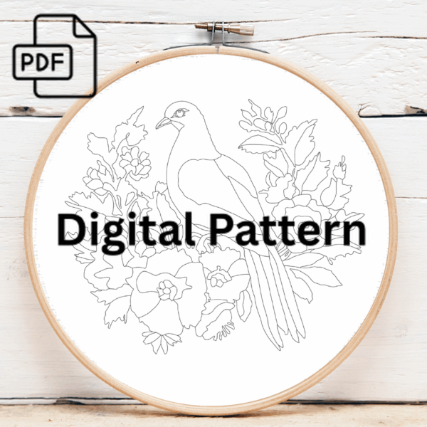bluebird hand embroidery pattern, bluebird pattern, hand embroidery, hand embroidery pdf