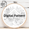 cottage serenity in bloom hand embroidery pattern, cottage pattern, hand embroidery, hand embroidery pdf