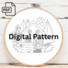 cozy cabin retreat hand embroidery pattern, cozy pattern, hand embroidery, hand embroidery pdf