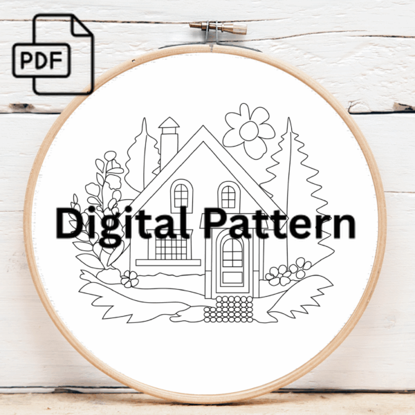 cozy cabin retreat hand embroidery pattern, cozy pattern, hand embroidery, hand embroidery pdf