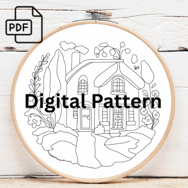 cozy cottage hand embroidery pattern, cozy pattern, hand embroidery, hand embroidery pdf