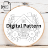 cozy cottage embroidery art hand embroidery pattern, cozy pattern, hand embroidery, hand embroidery pdf