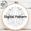 floral pagoda harmony hand embroidery pattern, floral pattern, hand embroidery, hand embroidery pdf