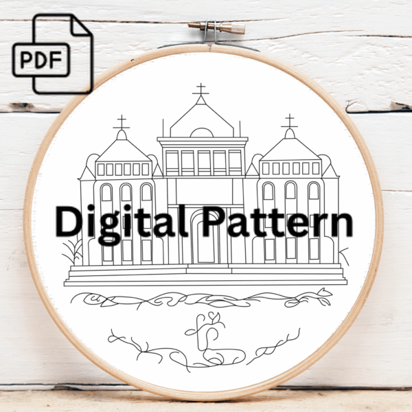 ornate building embroidery design hand embroidery pattern, ornate pattern, hand embroidery, hand embroidery pdf