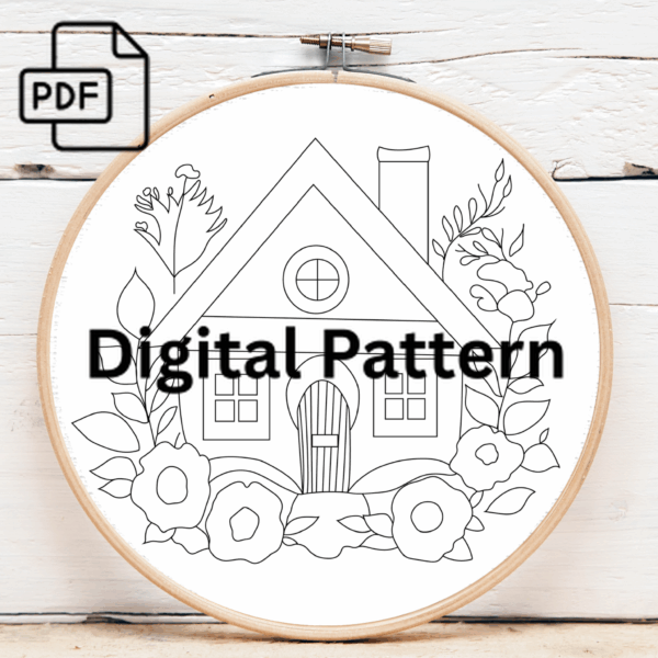 vibrant cottage embroidery design hand embroidery pattern, vibrant pattern, hand embroidery, hand embroidery pdf