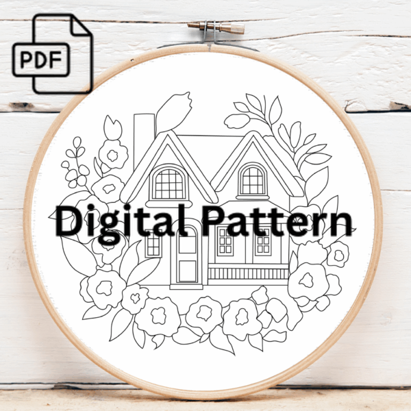 victorian cottage embroidery art hand embroidery pattern, victorian pattern, hand embroidery, hand embroidery pdf