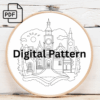 whimsical skyline embroidery hand embroidery pattern, whimsical pattern, hand embroidery, hand embroidery pdf