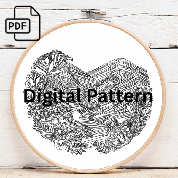 blushing valley embroidery design hand embroidery pattern, blushing pattern, hand embroidery, hand embroidery pdf