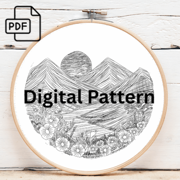 golden horizon embroidery art hand embroidery pattern, golden pattern, hand embroidery, hand embroidery pdf