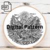 sunlit mountain embroidery scene hand embroidery pattern, sunlit pattern, hand embroidery, hand embroidery pdf