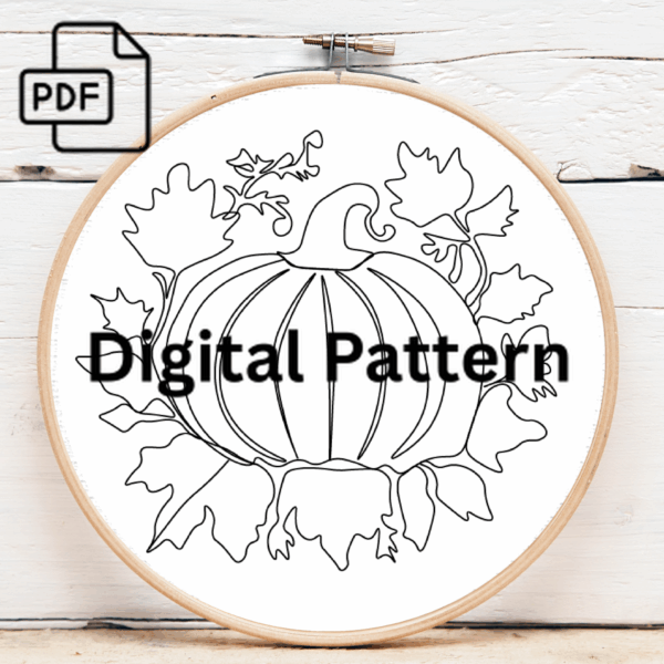 autumn pumpkin embroidery design hand embroidery pattern, autumn pattern, hand embroidery, hand embroidery pdf