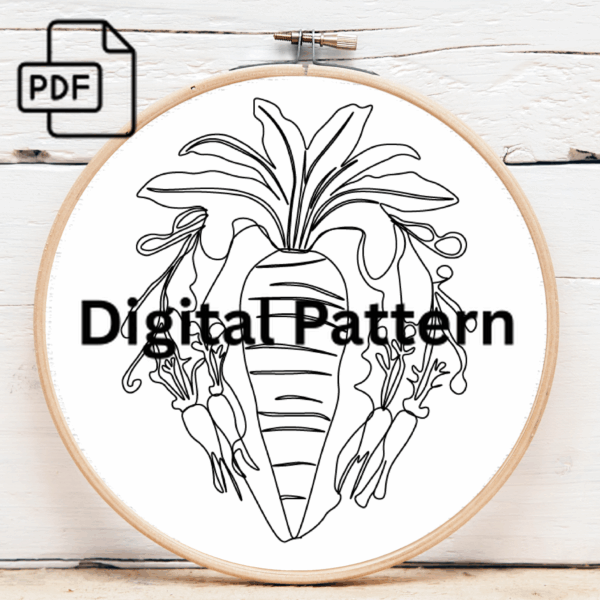 carrot garden embroidery art hand embroidery pattern, carrot pattern, hand embroidery, hand embroidery pdf