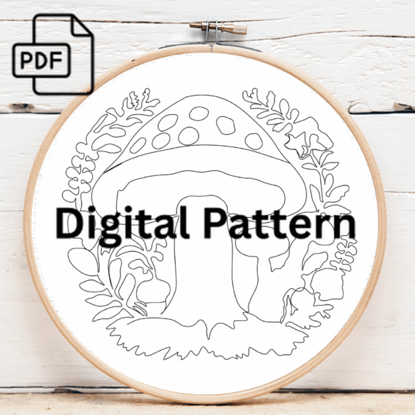 enchanted mushroom embroidery design hand embroidery pattern, enchanted pattern, hand embroidery, hand embroidery pdf