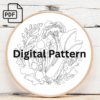 red and white wreath hand embroidery pattern, red pattern, hand embroidery, hand embroidery pdf