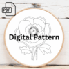 red petals with a deep blue hand embroidery pattern, red pattern, hand embroidery, hand embroidery pdf